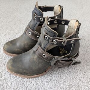 Freebird by Steven Carsen Ankle Boot Women's Size 7 Leather Distressed Bohemian